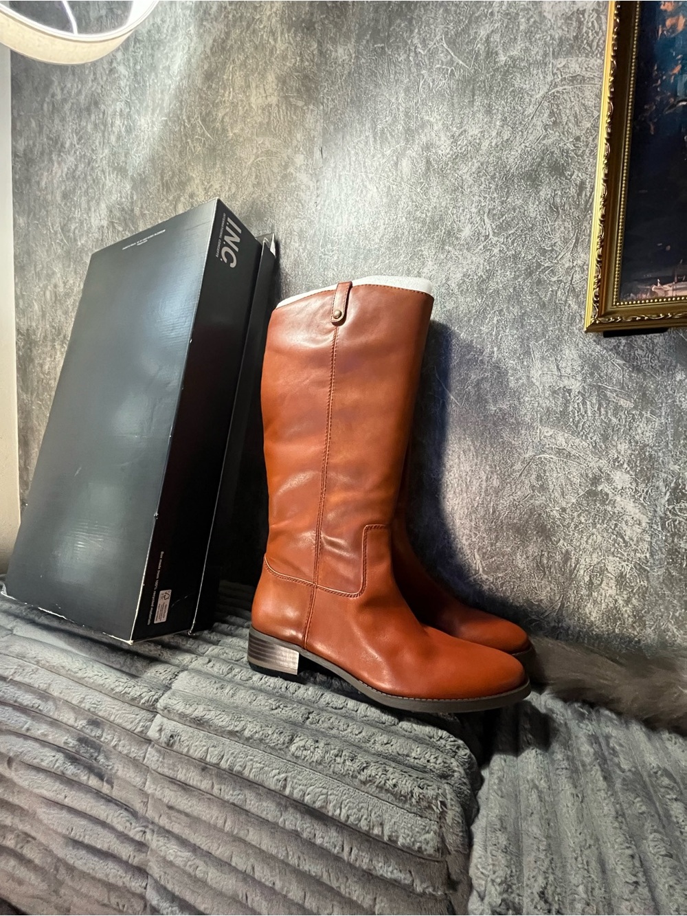 INC Tall Leather Riding Boots - Brown